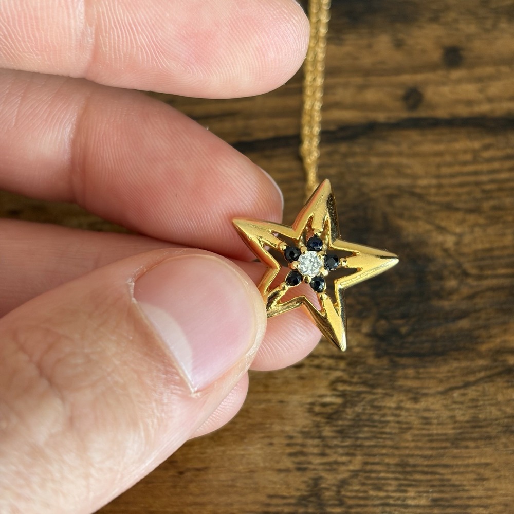 Vintage 1998 Storyline by JJI Midnight Nativity Star Sapphire Pendant Necklace - Picture 2 of 8